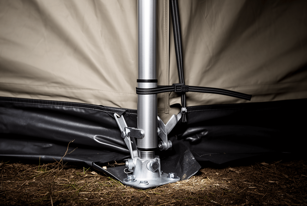 structure renforcée et toile imperméable d’une tente humanitaire